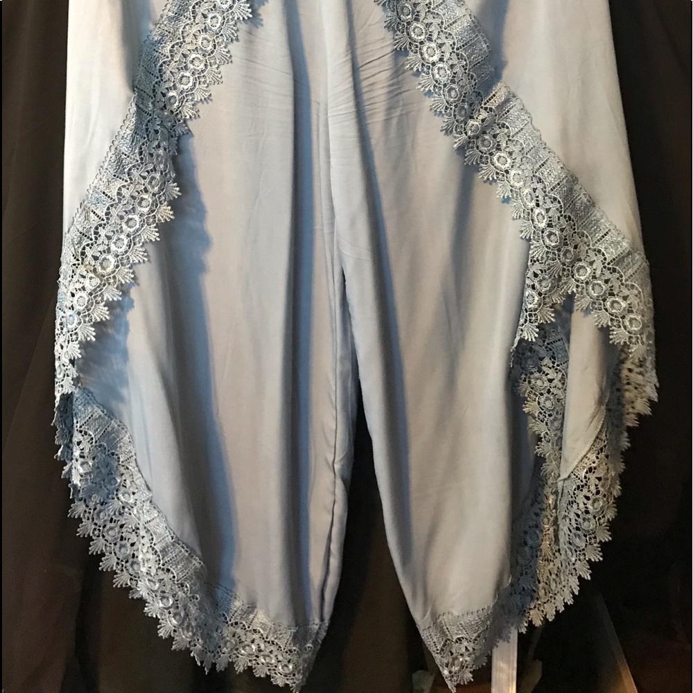 Lace trimmed split culottes plus size